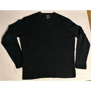 Black Brown 1826 Men's Pullover Sweater 100% lambs Wool Black Size L Preppy chic